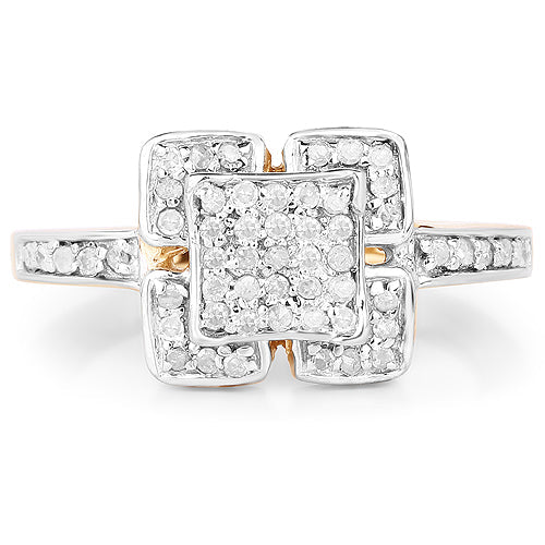 14K Yellow Gold Plated 0.24 Carat Genuine White Diamond .925 Sterling Silver Ring Bids.com