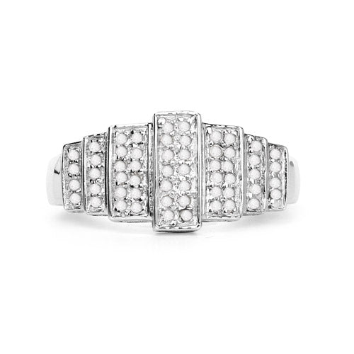 14K White Gold Plated 0.26 Carat Genuine White Diamond .925 Sterling Silver Ring Bids.com
