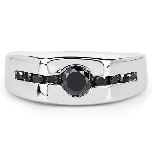 0.74 Carat Genuine Black Diamond .925 Sterling Silver Ring Bids.com