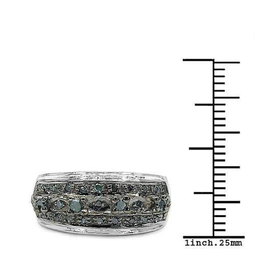 0.27 Carat Genuine Blue Diamond .925 Sterling Silver Ring Bids.com