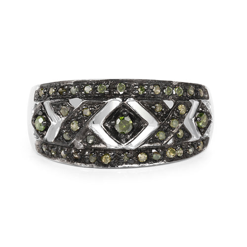 0.27 Carat Genuine Green Diamond .925 Sterling Silver Ring Bids.com