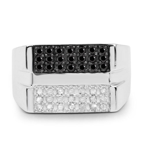 0.64 Carat Genuine Black Diamond and White Diamond .925 Sterling Silver Ring Bids.com