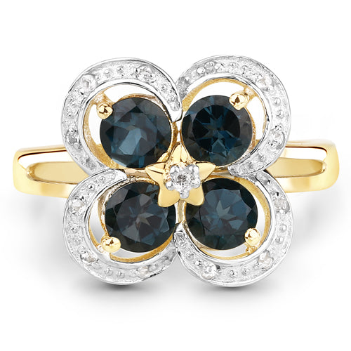 1.76 Carat Genuine London Blue Topaz and White Topaz .925 Sterling Silver Ring Bids.com