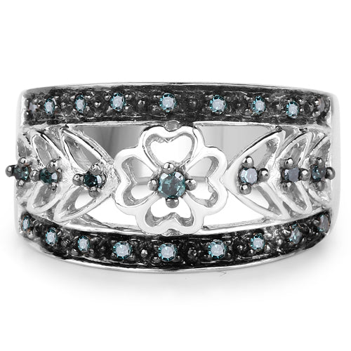 0.31 Carat Genuine Blue Diamond .925 Sterling Silver Ring Bids.com