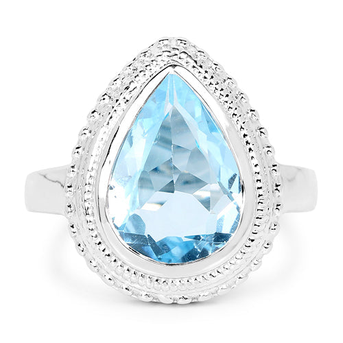 5.30 Carat Genuine Blue Topaz .925 Sterling Silver Ring Bids.com