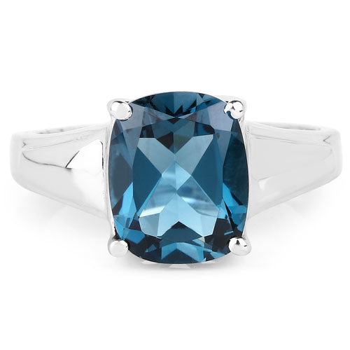 3.50 Carat Genuine London Blue Topaz .925 Sterling Silver Ring Bids.com