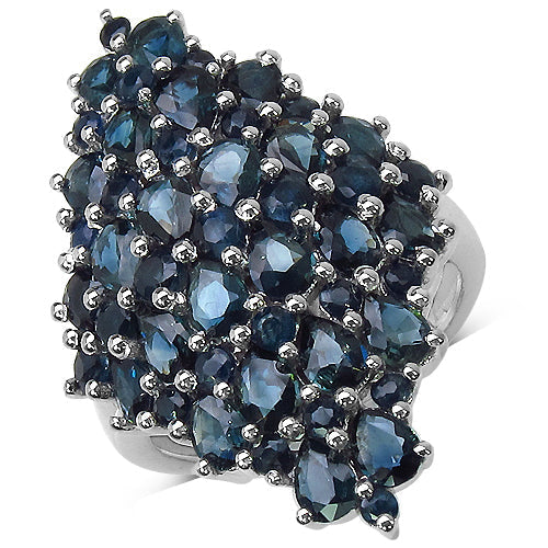 4.70 Carat Genuine Blue Sapphire .925 Sterling Silver Ring Bids.com