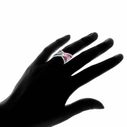 Rainbow Crystal X Ring with Swarovski Elements - Assorted Sizes DailySale