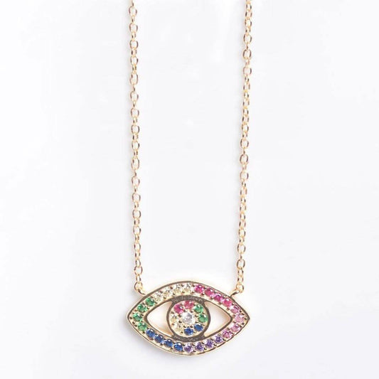 Rainbow CZ Eye Necklace DailySale