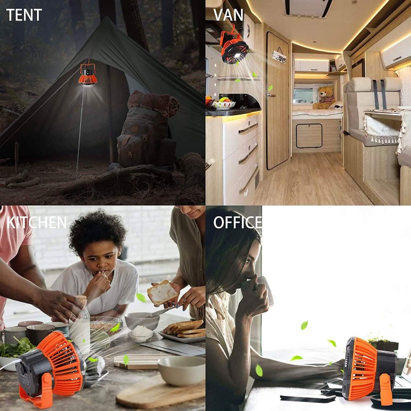 Rechargeable Camping Fan with LED Lantern with IR Remote DailySale