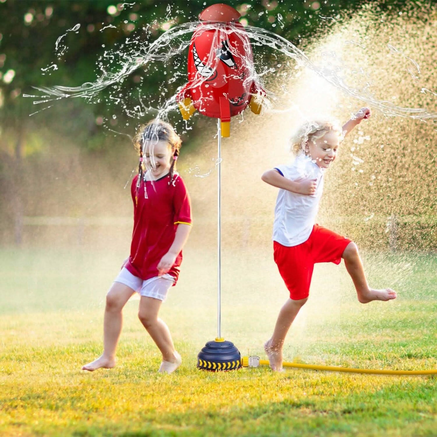 Rocket Sprinkler Launcher Water Sprinkler Flying Splashing 360° Rotation for 3+ Years Old DailySale