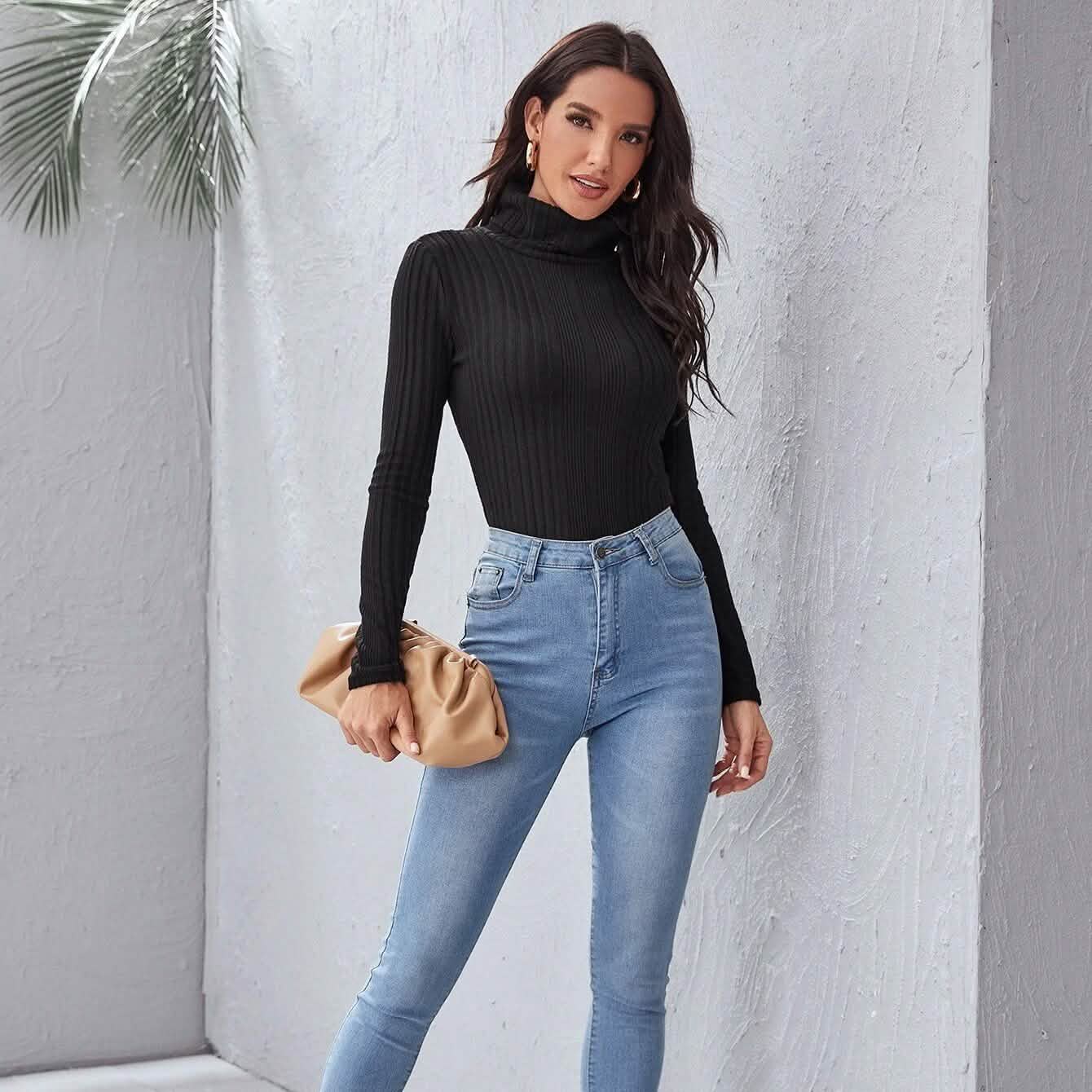 Rolled Neck Rib-knit Tee DailySale