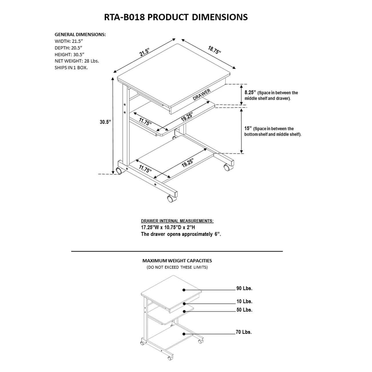 Rolling Laptop Cart with Storage DailySale