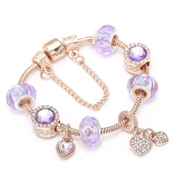 Rose Gold Austrian Crystal Heart Charm Bracelet DailySale