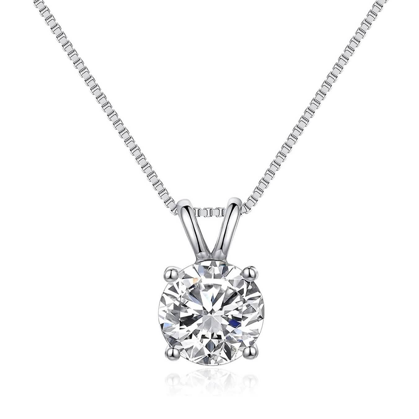 Round Cut Solitaire Crystal Pendant Necklace DailySale