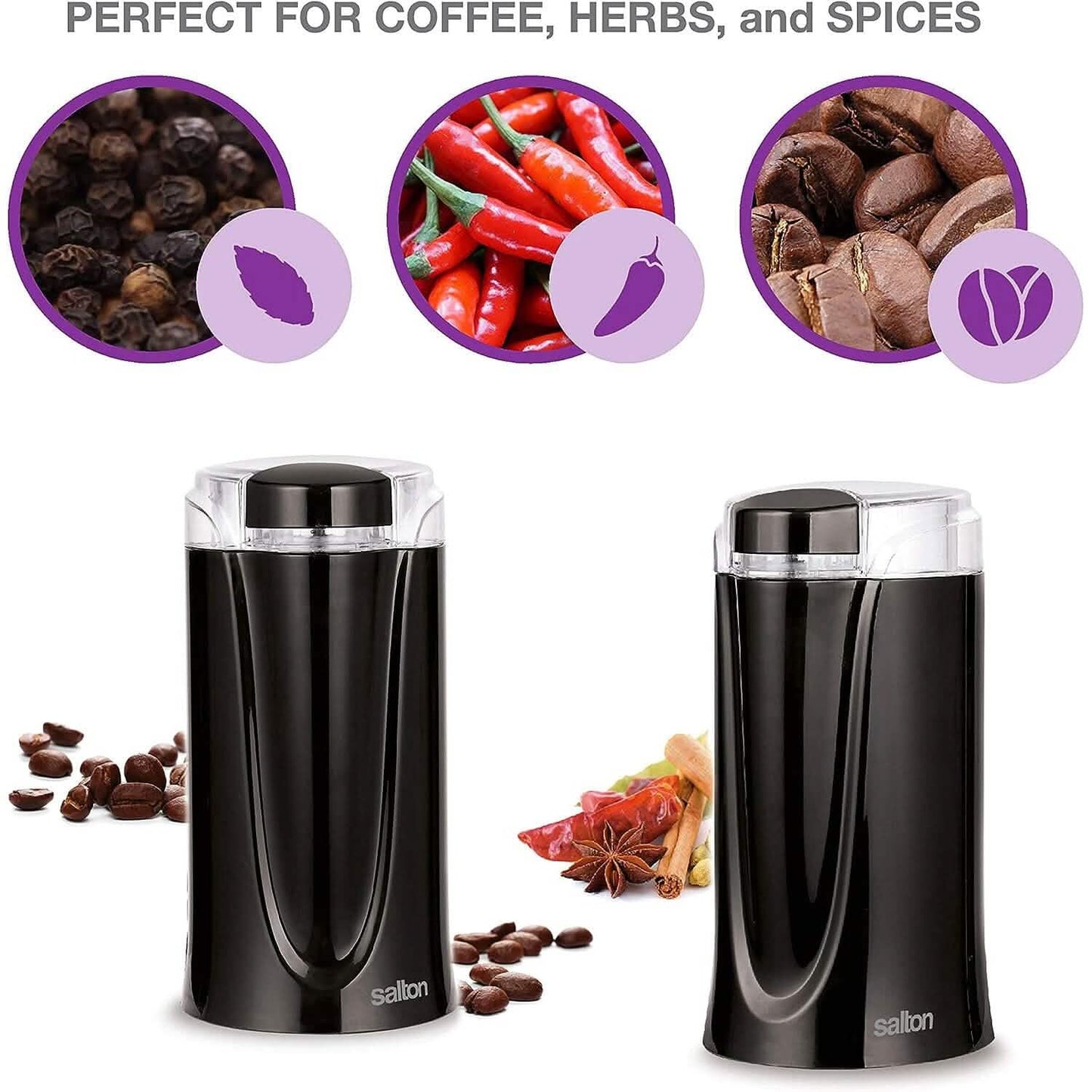 Salton Coffee, Spice & Herb Electric Grinder - Black DailySale