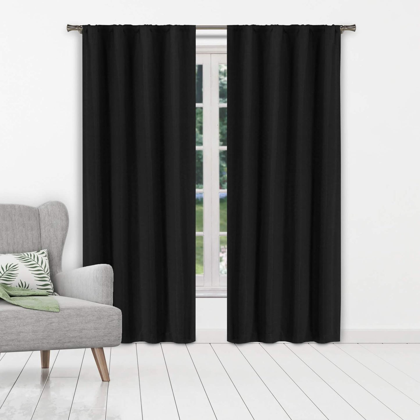 Set of 2: Heavy Solid Textured Blackout Thermal Window Curtain Pair Panel DailySale