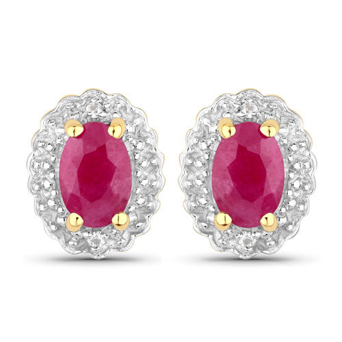 1.94 Carat Genuine Johnson Ruby and White Topaz .925 Sterling Silver Jewelry Set Bids.com