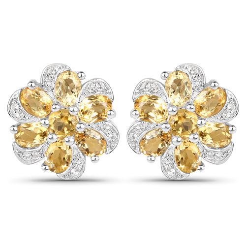 7.92 Carat Genuine Citrine and White Topaz .925 Sterling Silver 3 Piece Jewelry Set (Ring, Earrings, and Pendant w/ Chain) Bids.com