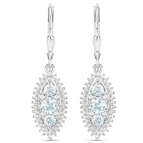 4.50 Carat Genuine Blue Topaz and White Topaz .925 Sterling Silver 3 Piece Jewelry Set (Ring, Earrings, and Pendant w/ Chain) Bids.com