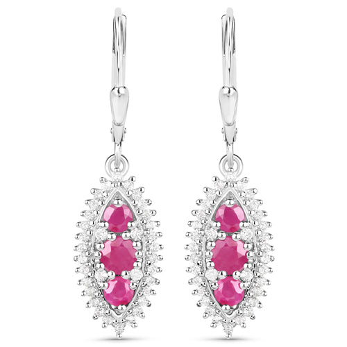 4.32 Carat Genuine Ruby and White Topaz .925 Sterling Silver 3 Piece Jewelry Set (Ring, Earrings, and Pendant w/ Chain) Bids.com