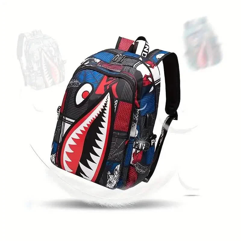 Patterned Shark Nylon Student Backpack DailySale