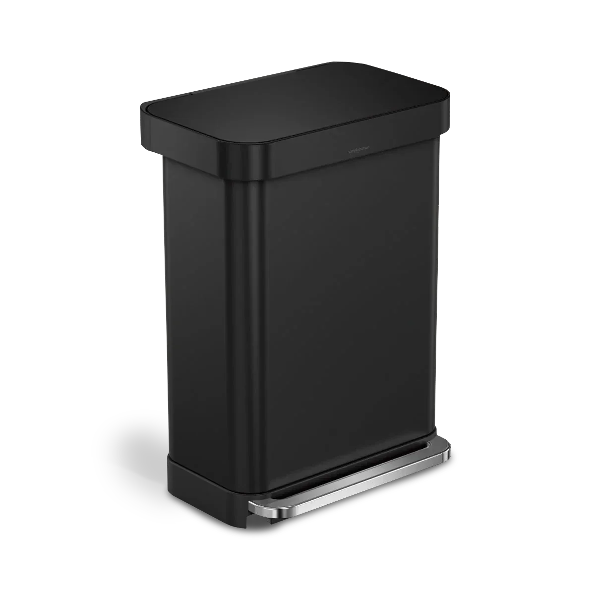 simplehuman 55-Liter Matte Black Indoor Kitchen Hinged Lid Trash Can DailySale