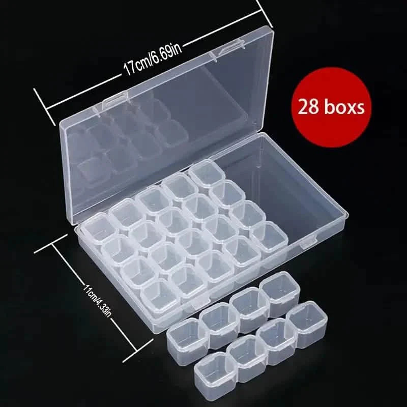 Small 28 Grids Diamond Box Clear Plastic Jewelry Craft Storage Container DailySale