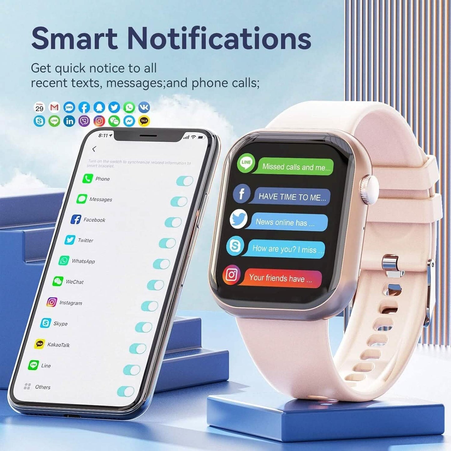 Smartwatch Sport Mode Pink (Refurbished) DailySale