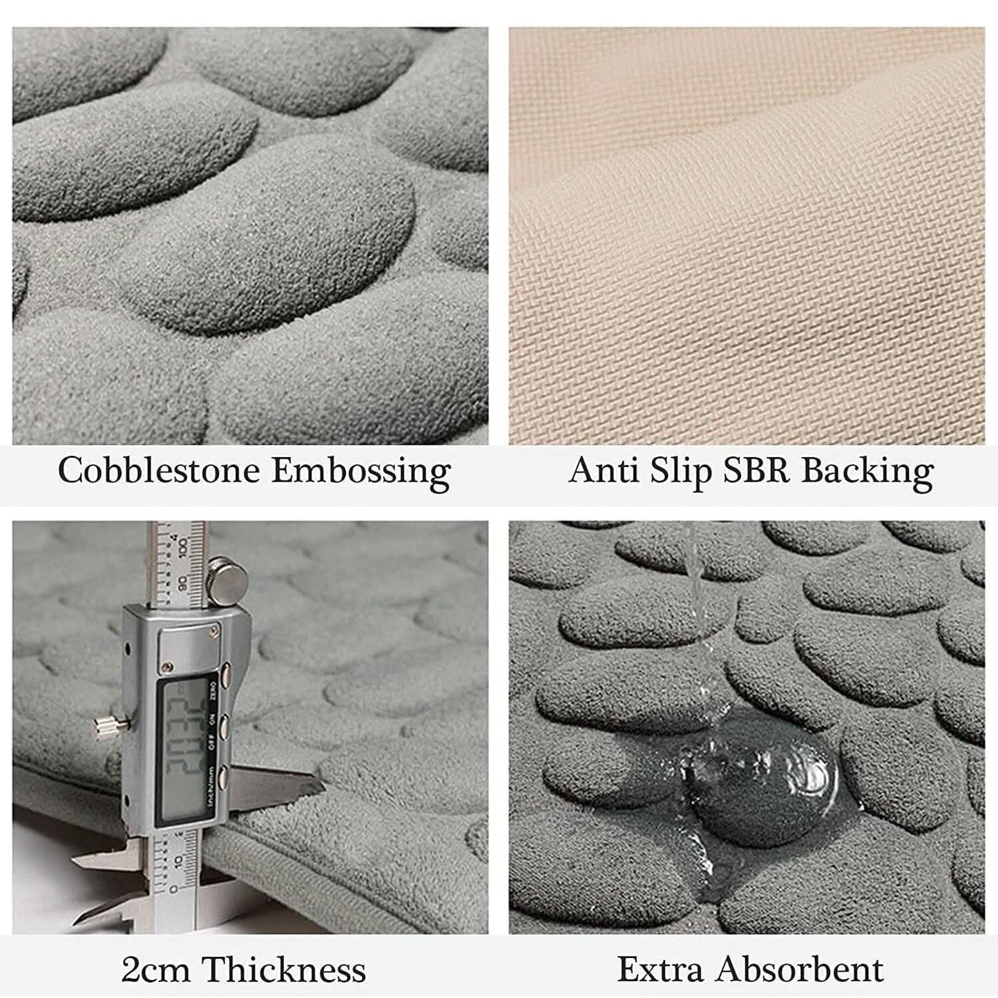 Soft Memory Foam Non Slip Cobblestone Embossing Bath Mat DailySale
