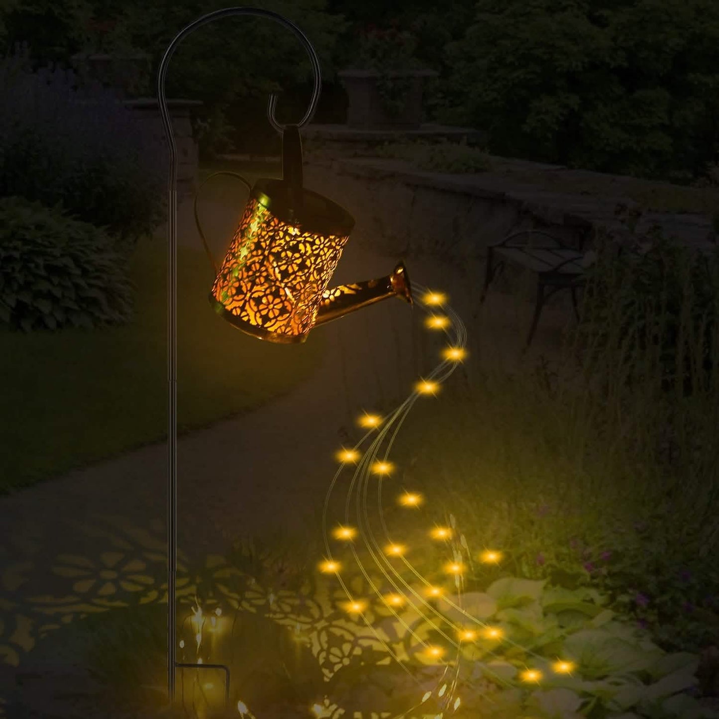 Solar Watering Can Powdered String Light Stake DailySale