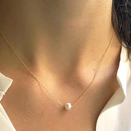 Solid 10K Gold Pearl Necklace DailySale