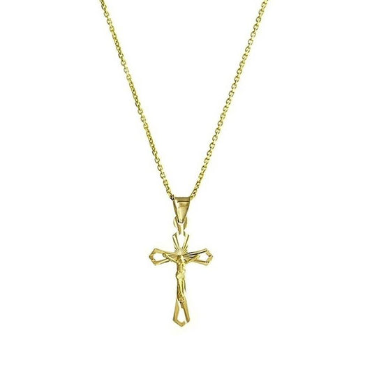 Solid 10K Yellow Gold Diamond Cut Cross Necklace DailySale