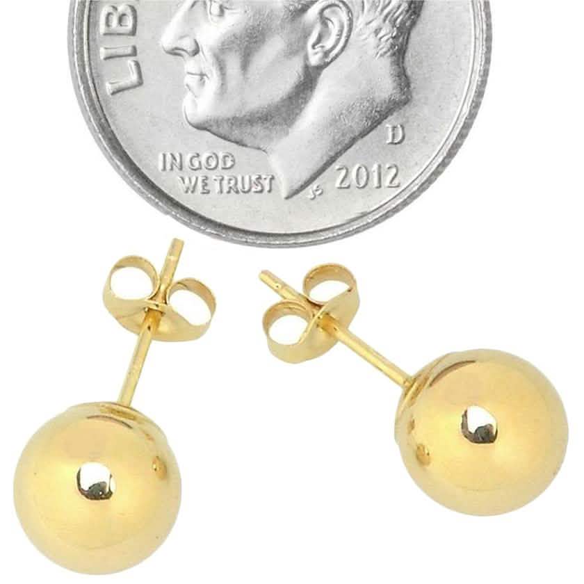 Solid 14K Gold Ball Studs - Assorted Sizes DailySale