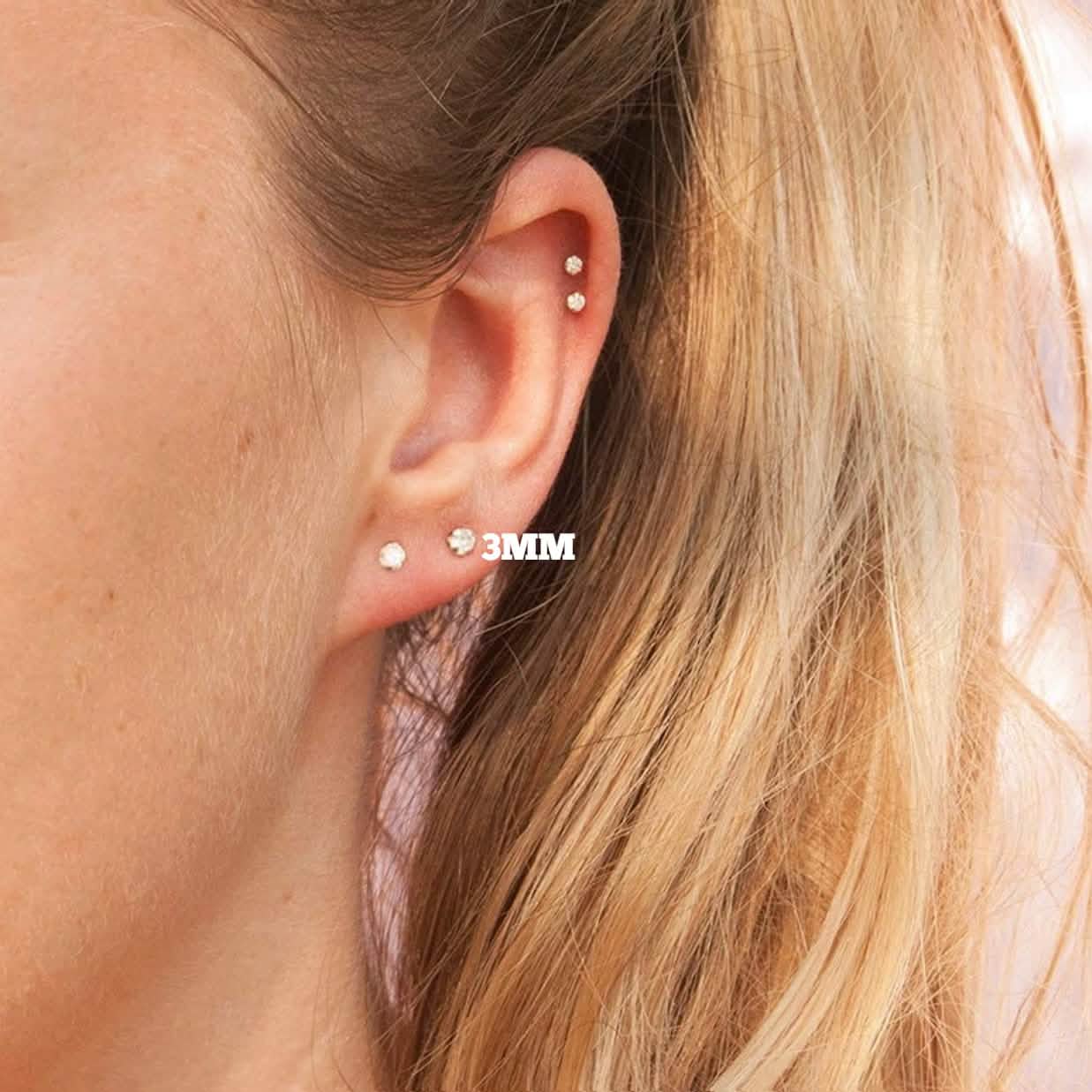 Solid 925 Sterling Silver Round Cut Crystal Small Studs DailySale