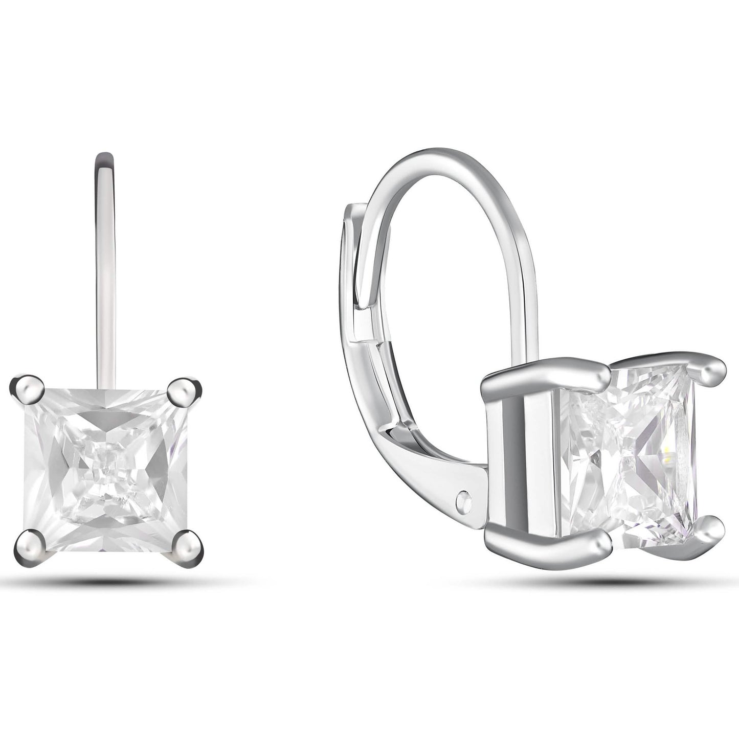 Square Cut Gemstone Leverback Earrings DailySale