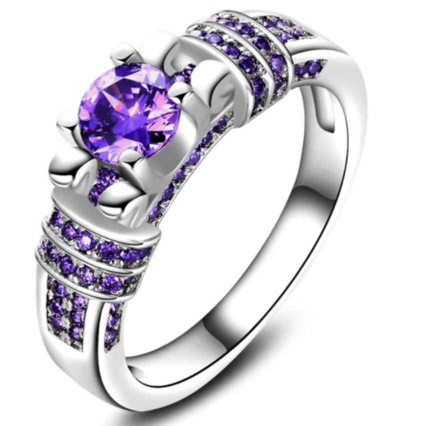 Sterling Silver Amethyst Engagement Ring DailySale