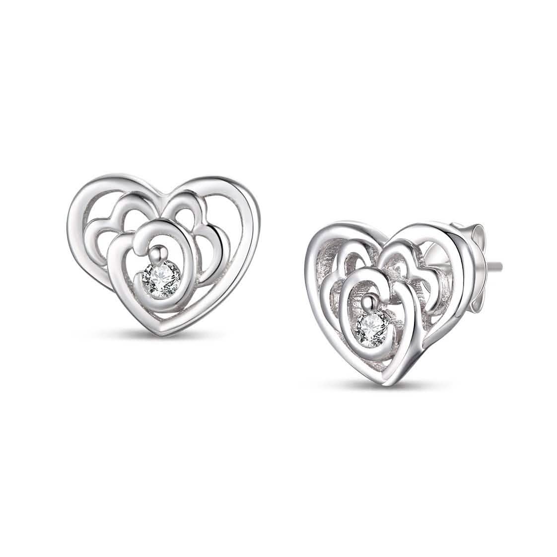 Sterling Silver CZ Heart Shape Earrings DailySale