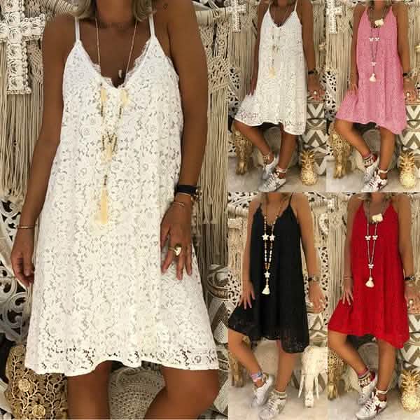 Summer Women's Loose V-neck Sling Sleeveless Dress DailySale