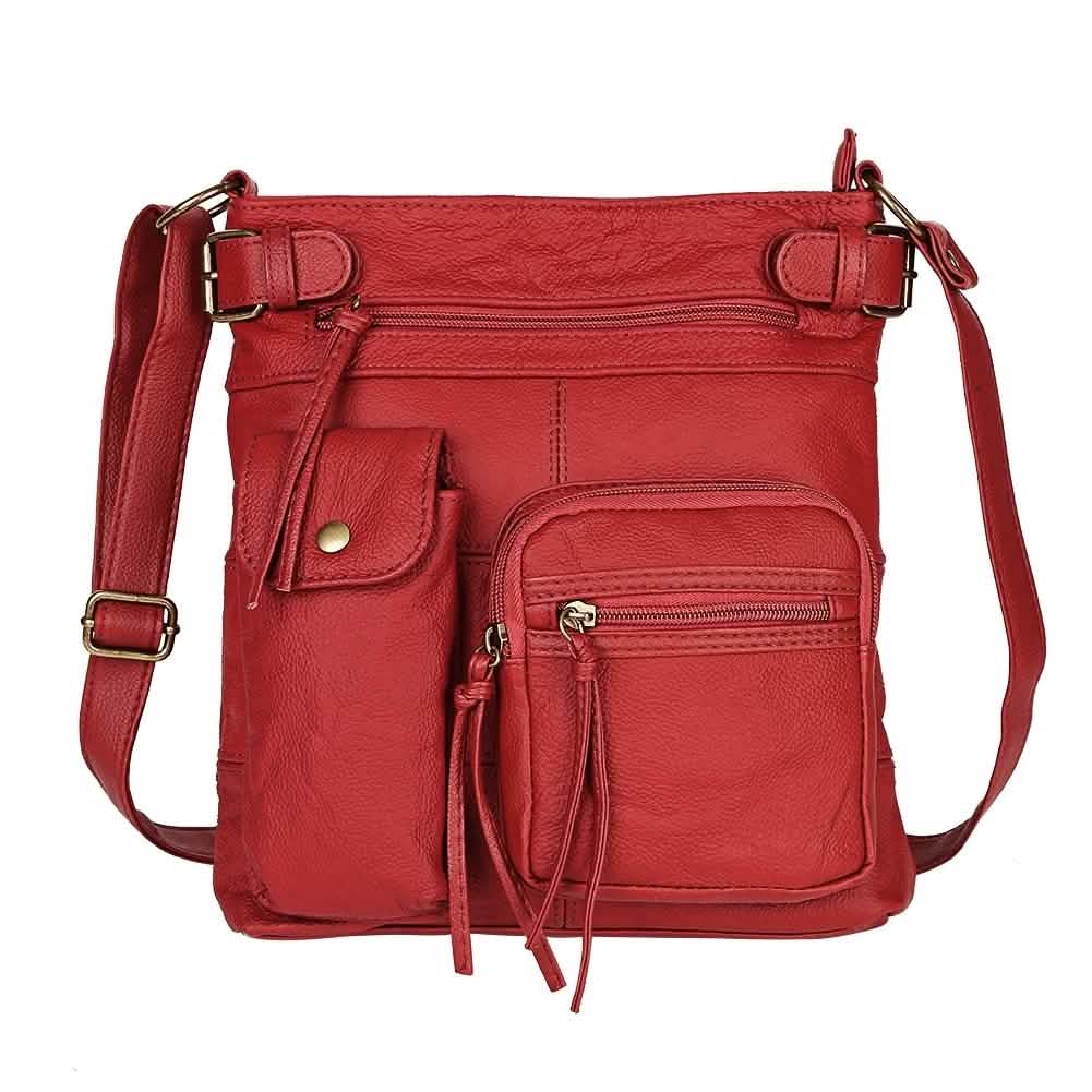 Super Soft Genuine Leather Top Belt Accent Crossbody Bag DailySale
