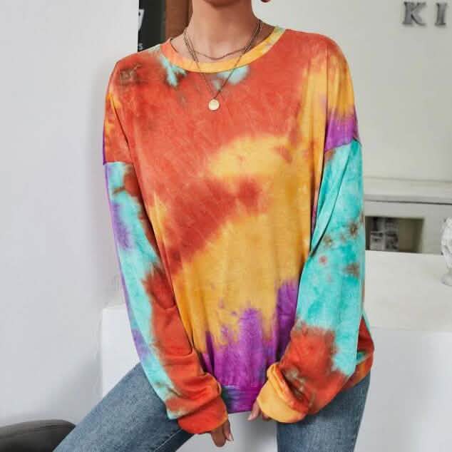 Tie Dye Drop Shoulder Sweatshirt DailySale