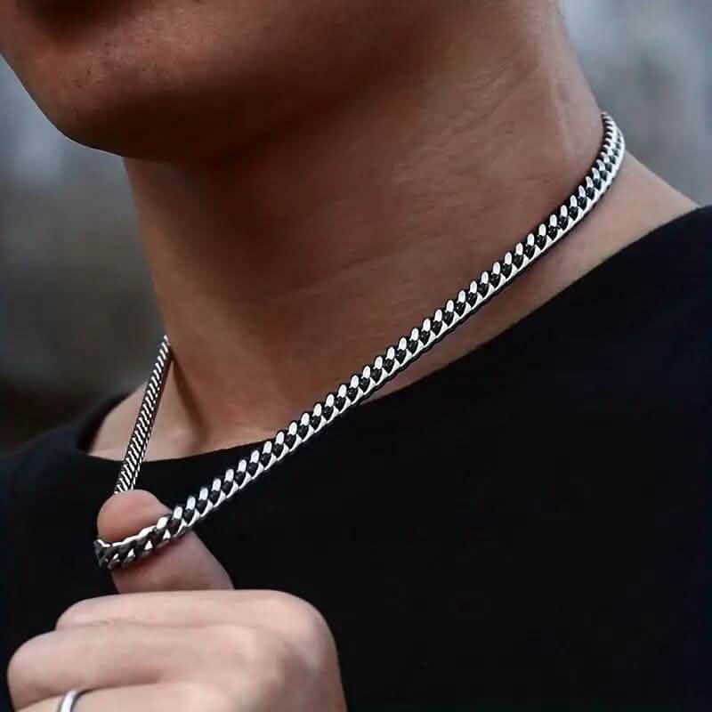 Titanium Stainless Steel Trendy Necklace Cuban Chain with Lobster Clasp DailySale