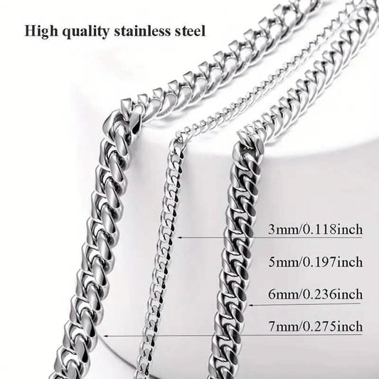Titanium Stainless Steel Trendy Necklace Cuban Chain with Lobster Clasp DailySale