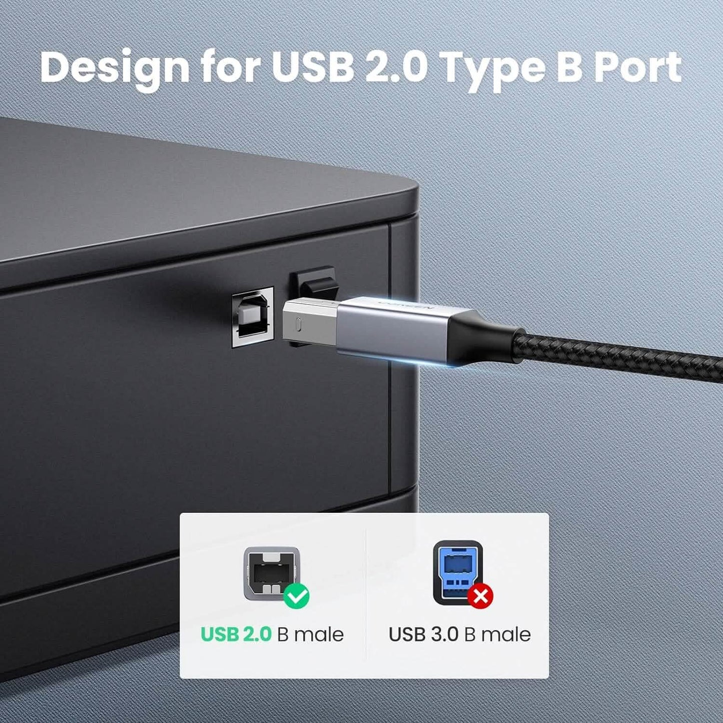 UGREEN USB B to USB C 3 FT Printer Cable (Refurbished) DailySale