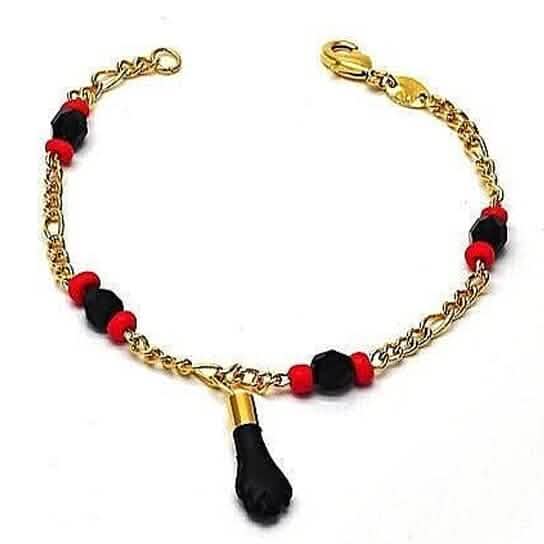 Unisex 18k Gold Filled High Polish Finish Azabachi Charm Bracelet DailySale