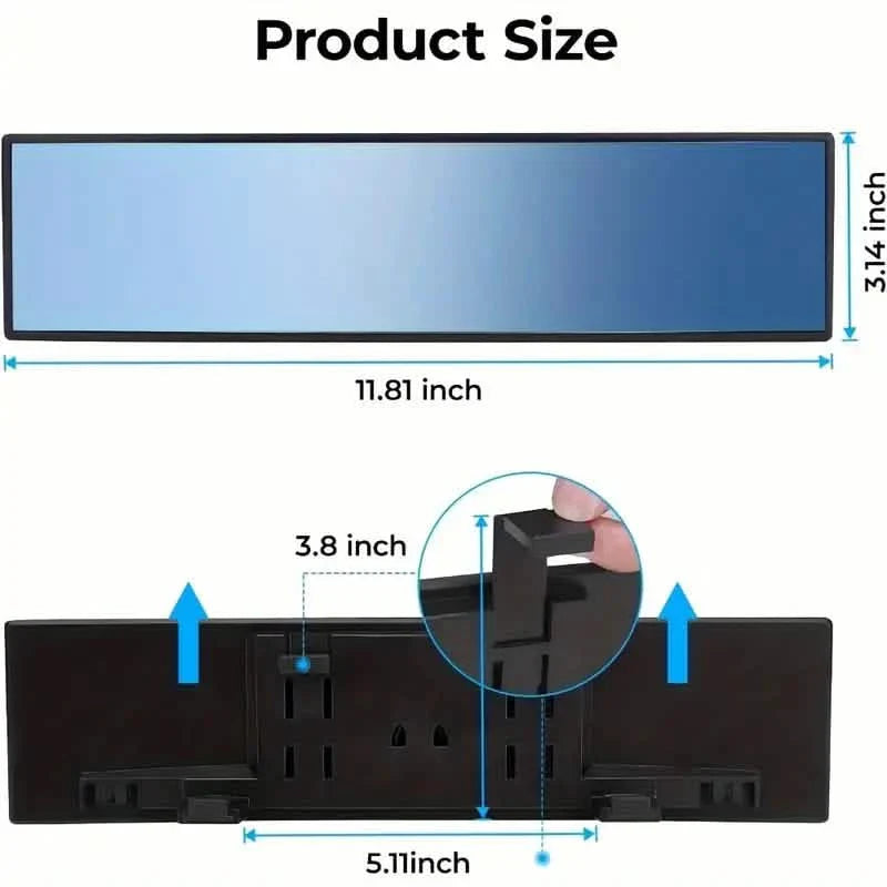Universal 11.81 Inch Panoramic Convex Rearview Interior Clip-on Wide Angle Mirror DailySale