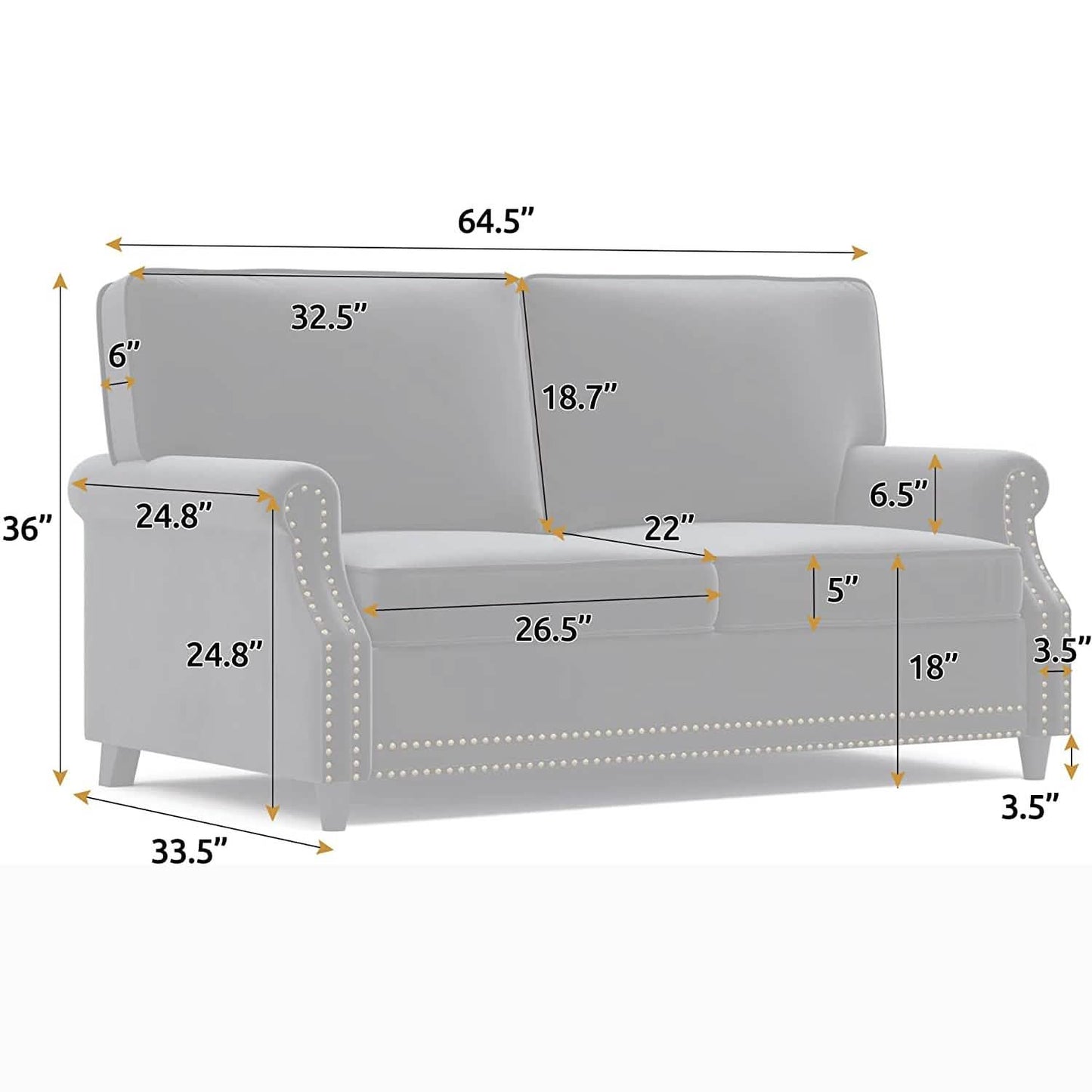 Velvet Roll Up Arm Chair Loveseat with Nail Head DailySale