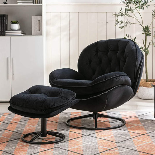 Velvet Swivel Accent Chair with Ottoman Set DailySale