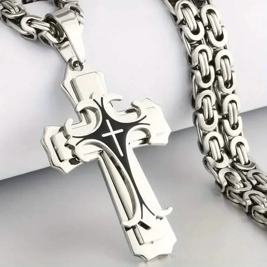Vintage-Inspired Men's Flat Handmade Cross Pendant Necklace DailySale