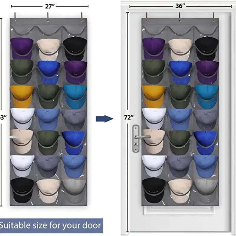 Visible Baseball Hat Rack for Wall Door with 3 Hooks 24 Deep Pockets DailySale